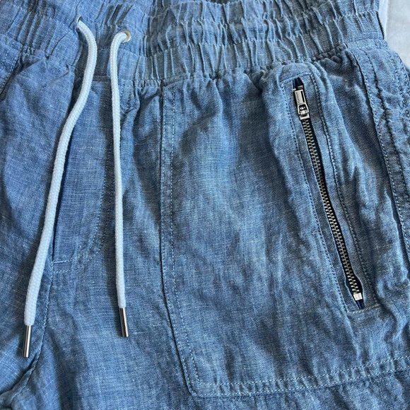 Athleta Womens Chambray Blue Cabo Linen Jogger Pants Elastic Waist Sz 8 - Picture 3 of 8
